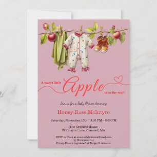 Süße kleine Apfel-Babyparty Herbstliche rustikal Einladung