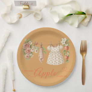 Süße kleine Apfel-Babyparty Herbstliche rustikal Pappteller