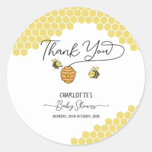 Süße kleine Bienen Waben Baby Shower Runder Aufkleber