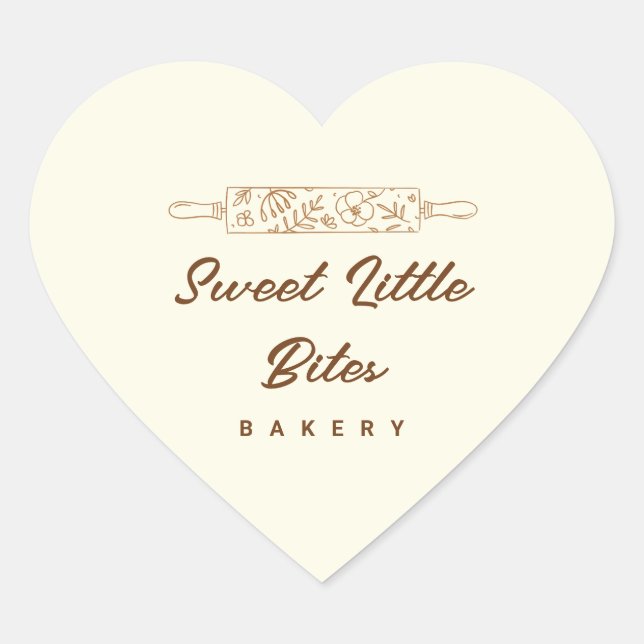 Süße Kleine Bissen Bäckerei-Logo-Aufkleber Herz-Aufkleber (Vorderseite)