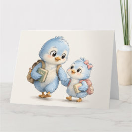 Süße kleine blaue Vogelgeschwister Dankeskarten Dankeskarte