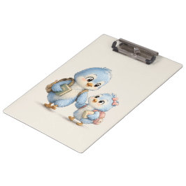 Süße kleine blaue Vogelschwestern Büro-Clipboard Klemmbrett