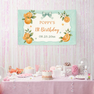 Süße kleine Cutie Orange Citrus 1. Geburtstag Banner