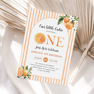 Süße kleine Cutie Orange Citrus 1. Geburtstag Einladung