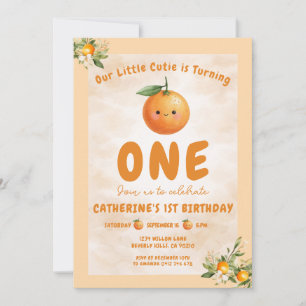 Süße kleine Cutie Orange Zitrone 1. Geburtstag Einladung