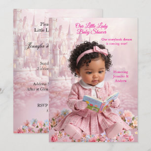 Süße kleine Dame Rosa Mädchen Baby Shower Buch Eth Einladung