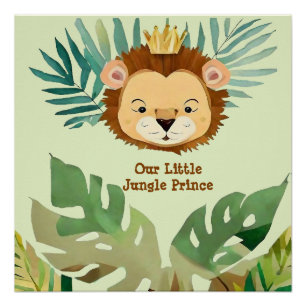 Süße kleine Dschungel-Löwe-Birthday Poster