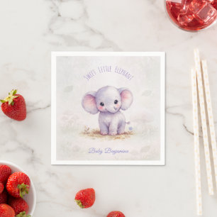 Süße kleine Elefant lila Safari-Baby-Party Serviette