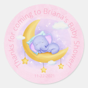 Süße kleine Elefant Mädchen Baby Shower Favor Stic Runder Aufkleber