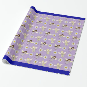 Süße kleine Engel auf Lila Geschenkpapier