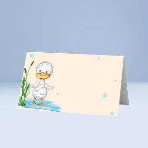 Süße kleine Ente in einem Teich-Baby-Shower Platzkarte