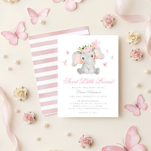 Süße kleine Erdnuss-Elefanten-elegante Babyparty Einladung