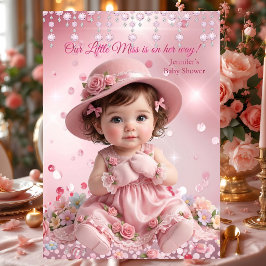 Süße kleine Fräulein Pink Mädchen Baby Shower Brün Einladung