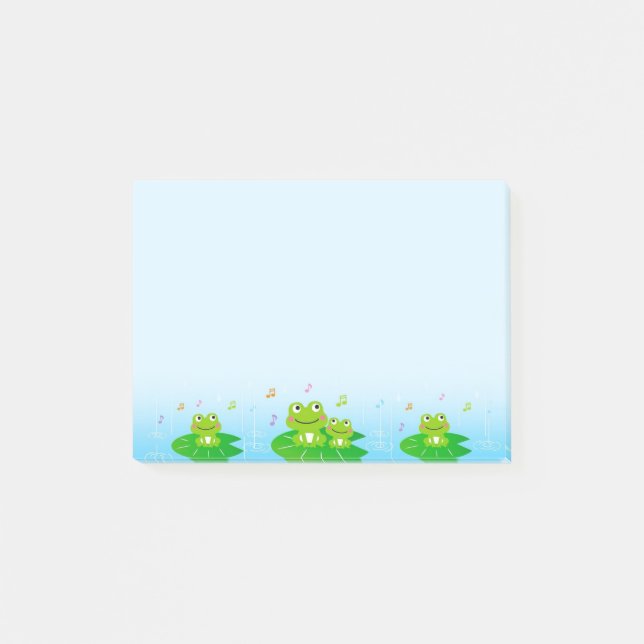 Süße kleine Frösche auf Hellblau Post-it Klebezettel (Vorderseite)