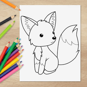 Süße kleine Fuchs-Farbseite Gummistempel