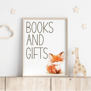 Süße kleine Fuchs-Karo-Baby-Party-Bücher-Geschenke Poster