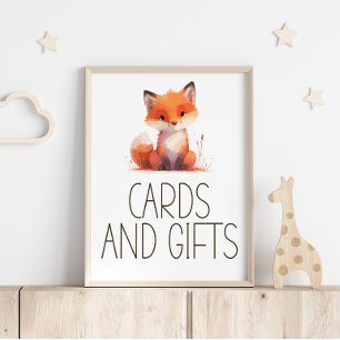 Süße kleine Fuchs-Karogestaltung Baby Shower Karte Poster