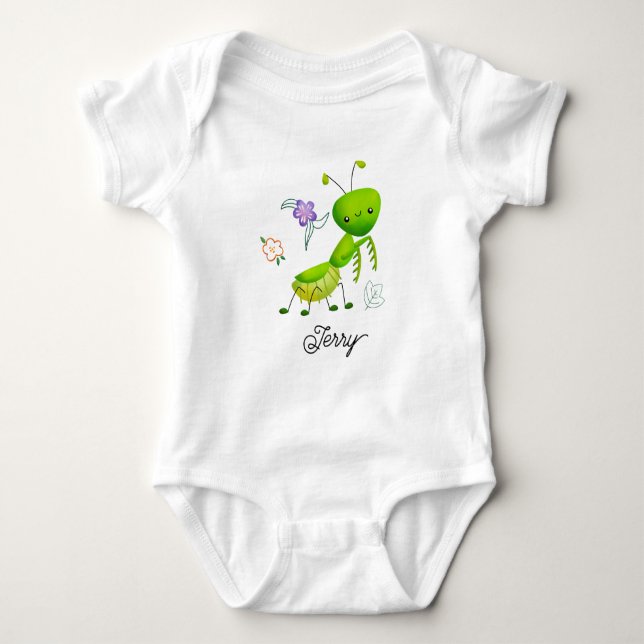 Süße kleine Gottesanbeterin Baby Strampler (Vorderseite)