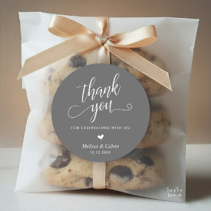 Süße kleine Herz moderne Hochzeit Danke Geschenke Runder Aufkleber