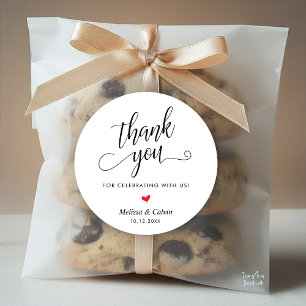 Süße kleine Herz moderne Hochzeit Danke Geschenke Runder Aufkleber