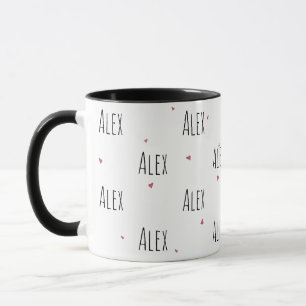 Süße kleine Herzen + "Dein Name" Text Liebe Tasse
