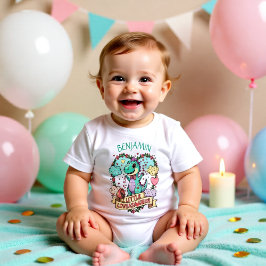 Süße kleine Herzen Dino Geburtstag Personalisiert Baby T-shirt