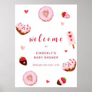 Süße kleine Herzensdonuts Willkommen Baby Shower Poster