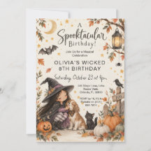 Süße kleine Hexe Halloween-Aquarell-Geburtstag