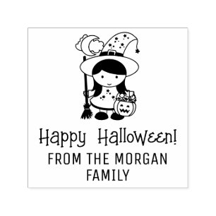 Süße kleine Hexe Trick-or-Treater Halloween-Name Permastempel