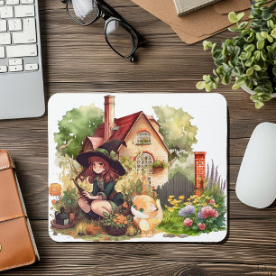 Süße kleine Hexe und Fuchs-Mauspad Mousepad