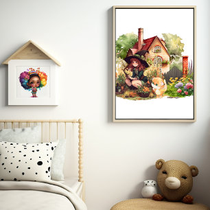 Süße kleine Hexe und Fuchs  Poster