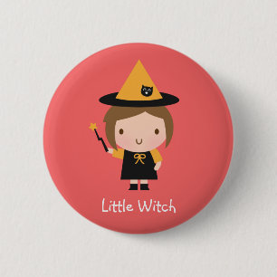 Süße kleine Hexenmädchen nicht gruselige Halloween Button