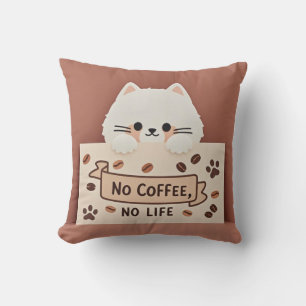 Süße kleine Katzenpfotenabdrücke und Kaffeebohnen Kissen
