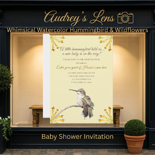 Süße kleine Kolibri-Blumengarten-Baby-Party Einladung
