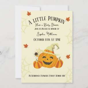 Süße kleine Kürbis-Baby-Party-Karte Halloween Einladung