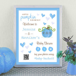 Süße kleine Kürbis-Baby-Shower-Willkommensschild  Poster