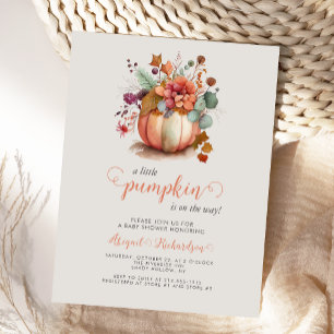 Süße Kleine Kürbis-Blumen-Herbst-Babyparty Postkarte