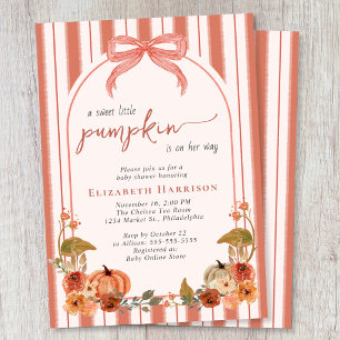 Süße kleine Kürbis-Herbst-Babyparty für Mädchen Einladung