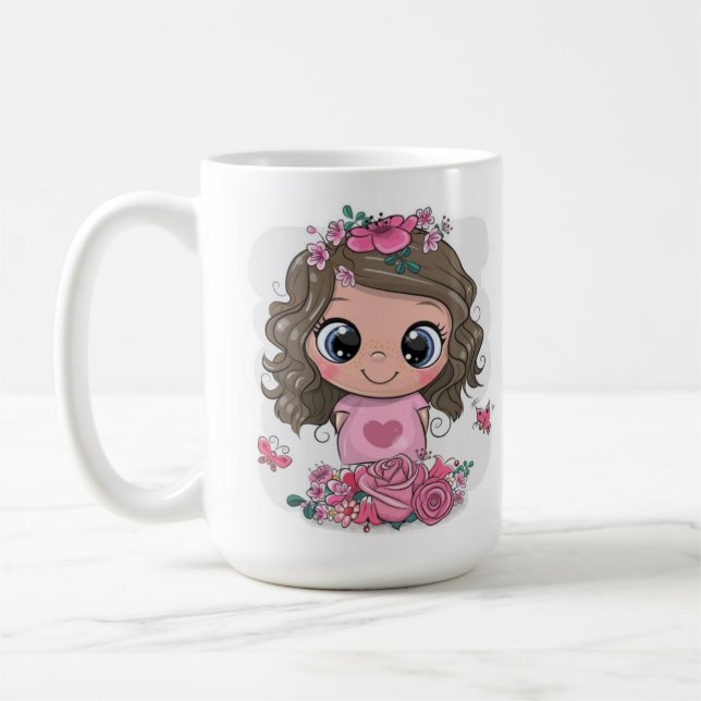 Süße kleine Mädchen Fotoshop gezeichnet Tasse (Links)