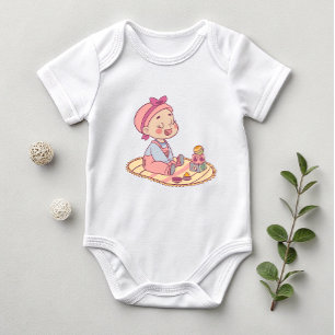 Süße kleine Mädchen Illustration Baby Strampler