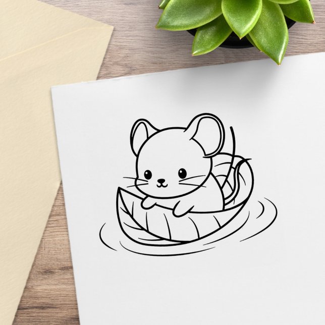 Süße kleine Maus Blattboot Gummistempel (Von Creator hochgeladen)