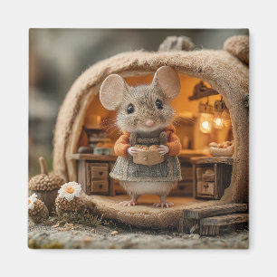 Süße kleine Maus im gemütlichen Eichenhaus Magnet