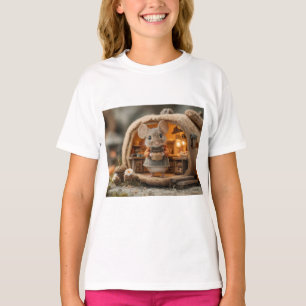 Süße kleine Maus im gemütlichen Eichenhaus T-Shirt