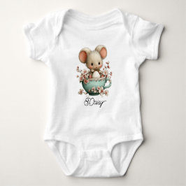 Süße kleine Maus in Teetasse Baby Strampler