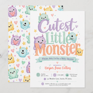 Süße kleine Monster-Baby-Party Einladung