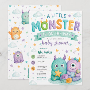 Süße kleine Monster-Baby-Party Halloween Einladung