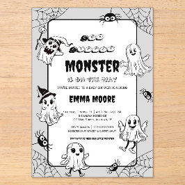 Süße kleine Monster-Baby-Party-Illustration Acryleinladungen
