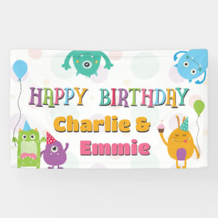 Süße kleine Monster Geburtstagsfeier, jedes Alter Banner