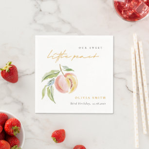Süße kleine niedliche Pfirsich-Wasserfarbe Geburts Serviette