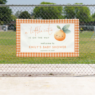 Süße Kleine Orange Gingham Willkommen Baby Shower Banner